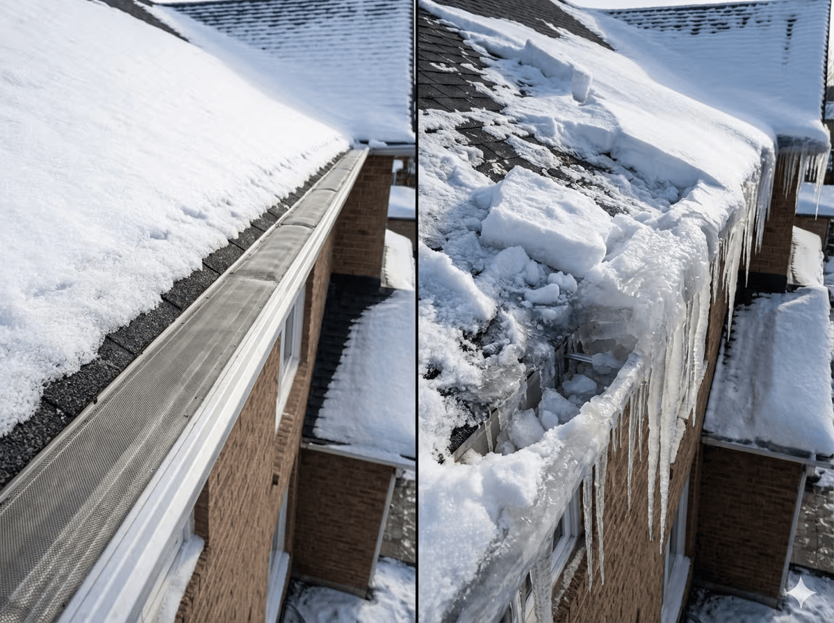 Before and After - EavesArmour ICE Protection